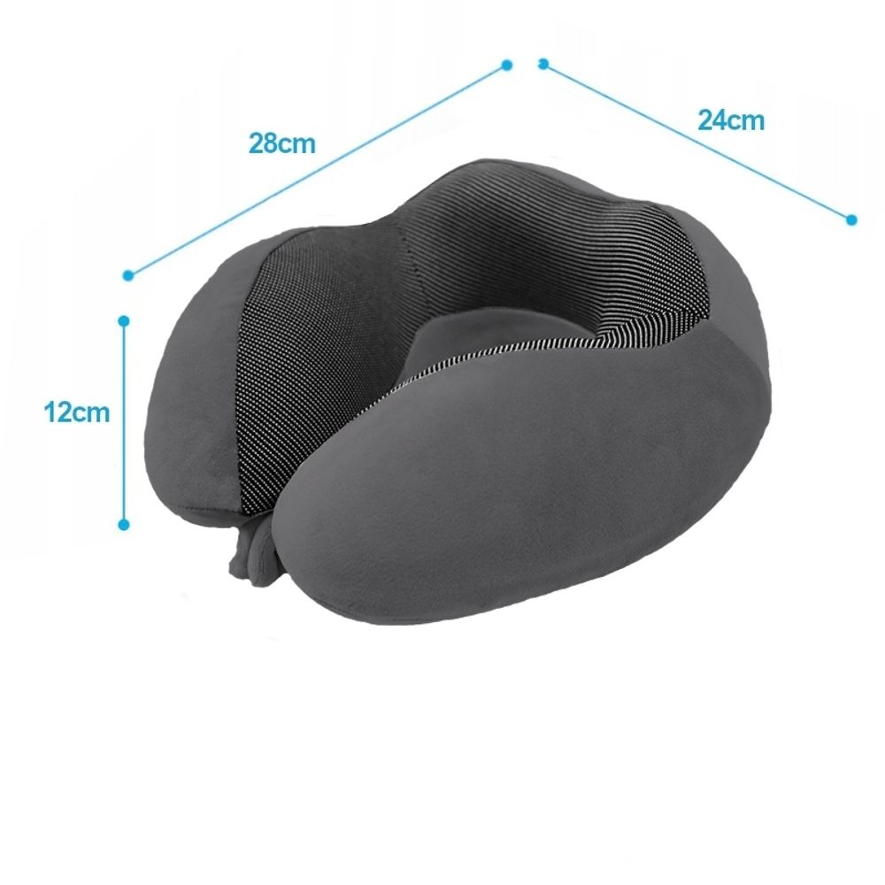 Nackenkissen aus Memory Schaum - Reisekissen für Flugzeug, Auto, Zug oder Bus - Grau - Nackenhörnchen für mehr Komfort - Praktisches Travel Pillow