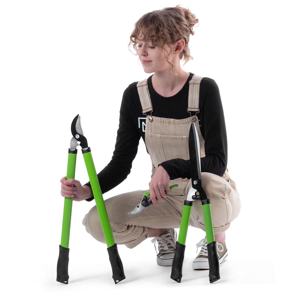 KADAX Bypass-Schere, Astschere und Heckenschere mit rutschfesten Griffen, Gartenschere mit Antihaftbeschichteten Klingen, Gartenwerkzeuge (3er Set: 21cm + 56cm + 61cm)