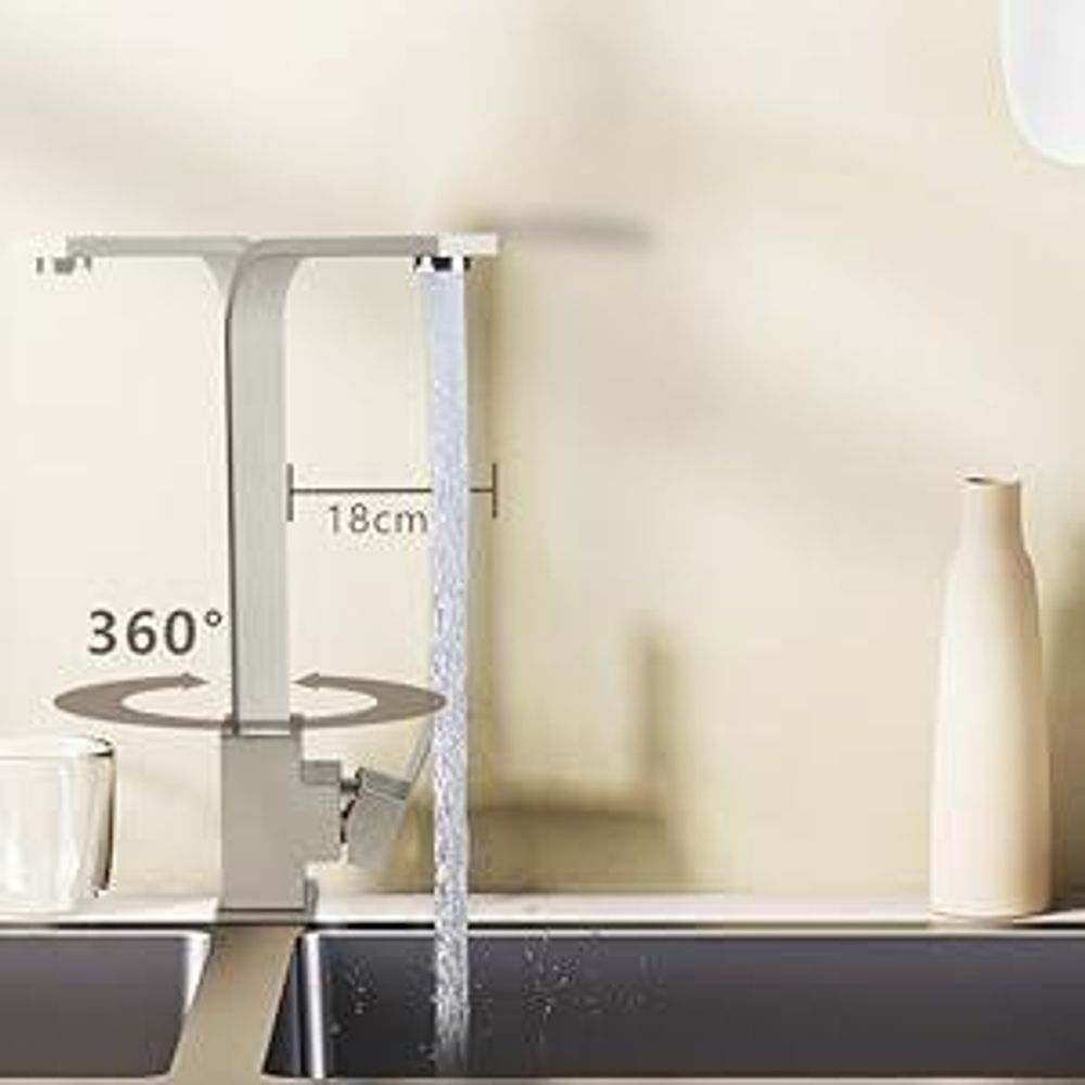 ZMH Wasserhahn Küche Küchenarmatur Hochdruck - Armatur Edelstahl Mischbatterie 360°Schwenkbar Spültischarmatur Küchenwasserhahn einhebelmischer spülarmaturen - Gebürsteter Nickel