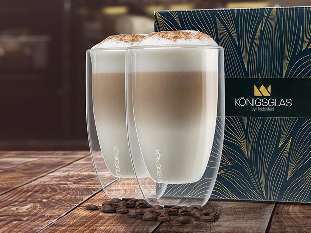 Königsglas Macchiato | 2x300 ml - Latte Macchiato-Gläser Set by Heidenfeld - Doppelwandig - Handgefertigt - Thermogläser - UV-versiegelt (2er Set)