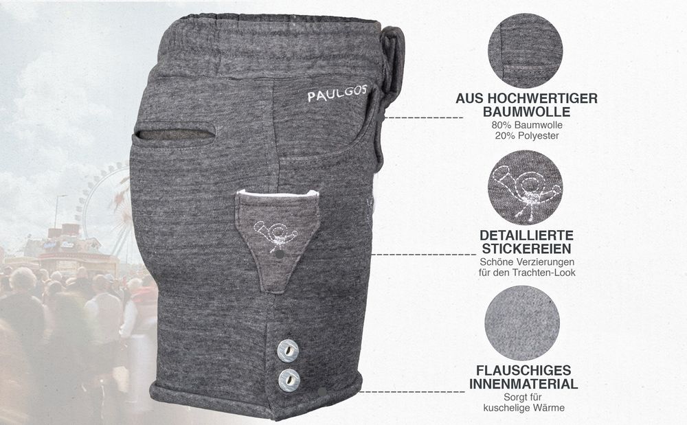 PAULGOS Kinder Trachten Jogginghose - Design Trachten Jogginghose - JOK-KK2 - in 2 Farben erhältlich - Größe 86-164