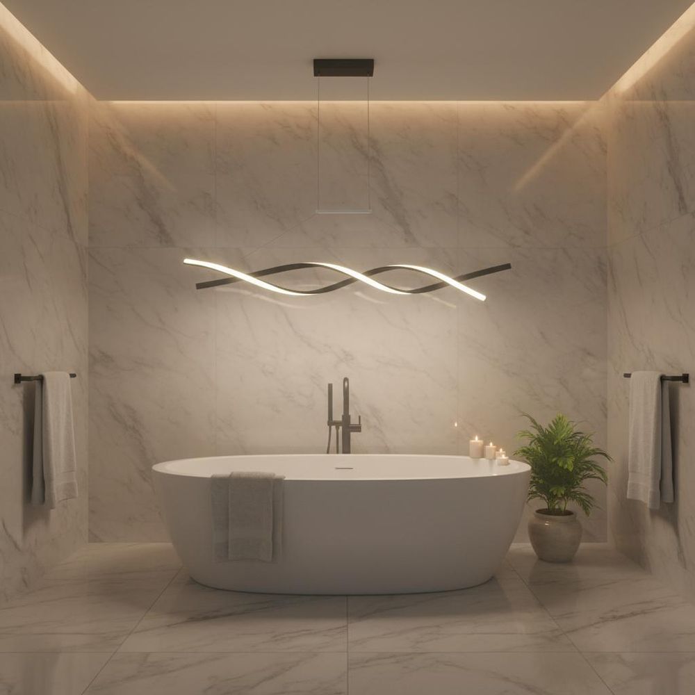 MasterLED LED-Pendelleuchte - 33W - 100 cm - 4000K Neutralweiß - schwarz matt - geschwungenes Design für Esszimmer & Wohnzimmer