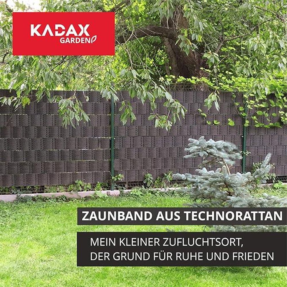 KADAX Zaunband aus Technorattan "Vesta", 19 x 255 cm, Grau, Gartensichtschutz, Windschutz für Balkon, Gartenzaun