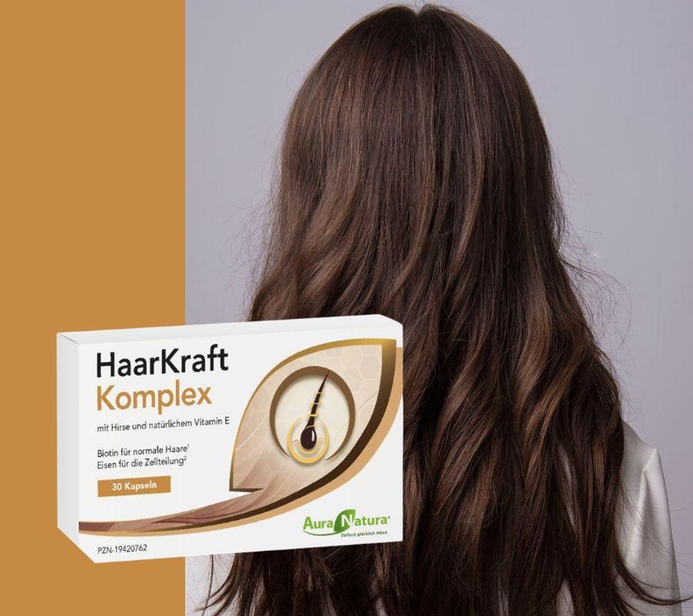 Haarvitamine | Hirse-Extrakt, Biotin & Vitamin B5, B6 und E | mit dem HaarKraft Komplex von Aura Natura | 30 Kapseln, 1 Monat Vorrat