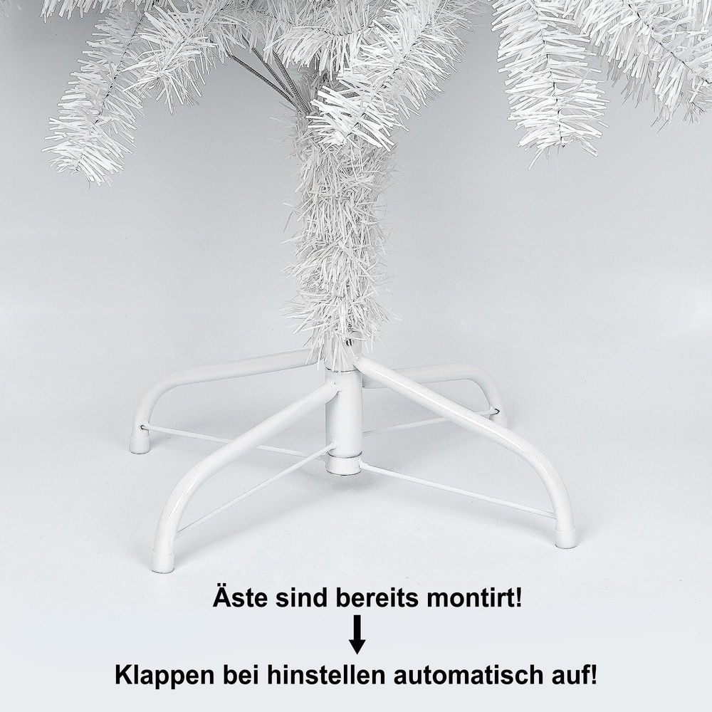Weihnachtsbaum Weiss 150 cm Künstlicher Weihnachtsbaum mit 420 Spitzen Tannenbaum Künstlich mit Metallständer Christbaum wie echt Einfache Montage