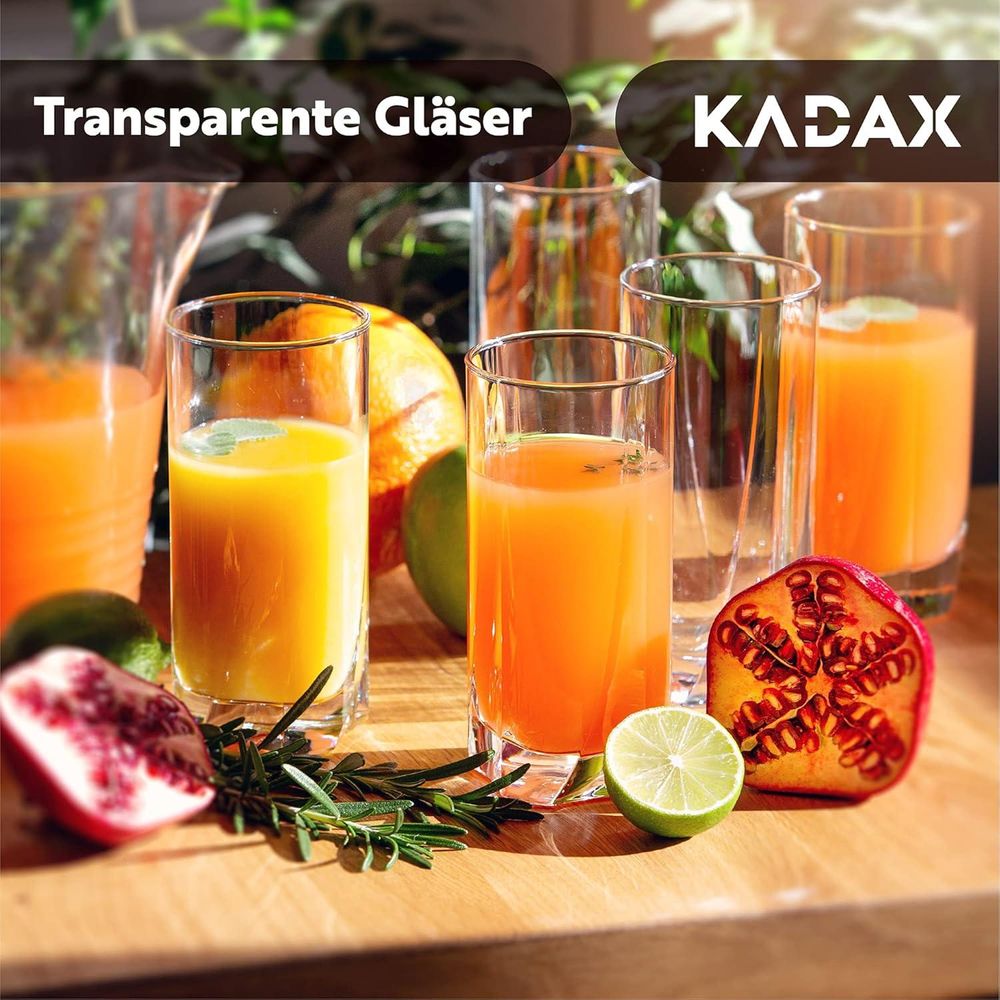 KADAX Trinkgläser aus Glas, Getränkegläser "Meco", 6er Set, hoch, 380ml