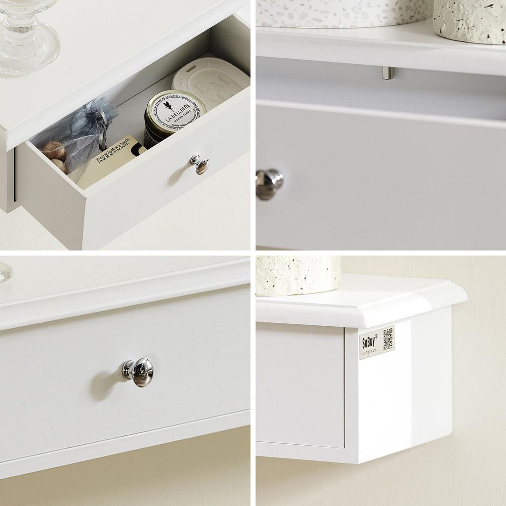 SoBuy FRG43-L-W Wandschrank mit 3 Schubladen Hängeschrank Badezimmerschrank Wandregal Wandgarderobe weiß BHT ca: 93x10x15cm