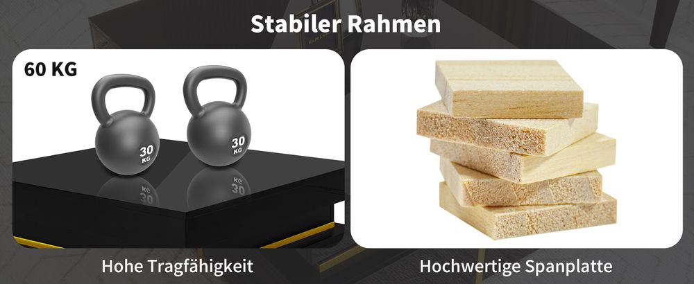MODFU Couchtisch Wohnzimmertisch Hochglanz für Wohnzimmer, Schlafzimmer, Beistelltisch quadratischer mit Schubladen und goldenen Akzenten, schwarz