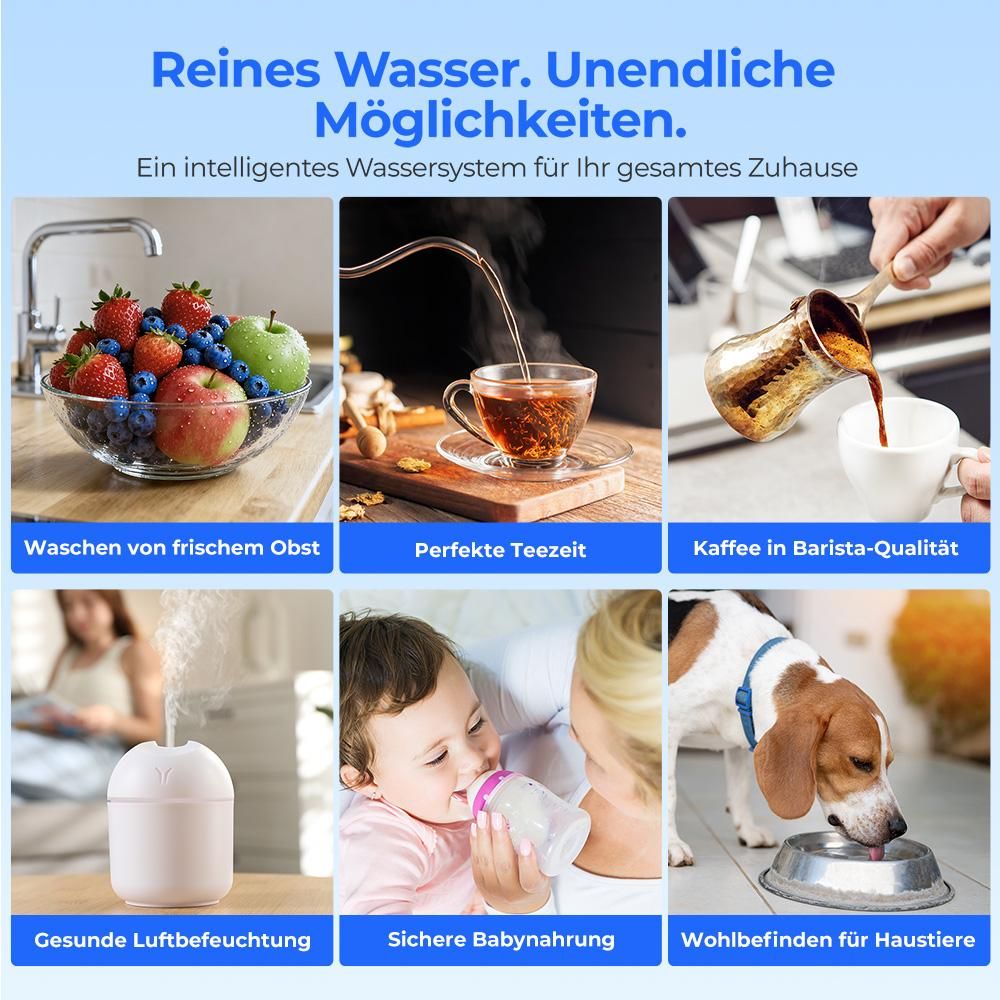 Hydrofast W100 Auftisch Wasserfilter mit Umkehrosmose, UV-Filterung, 6-Stufen-Filtration und 8 Temperatureinstellungen