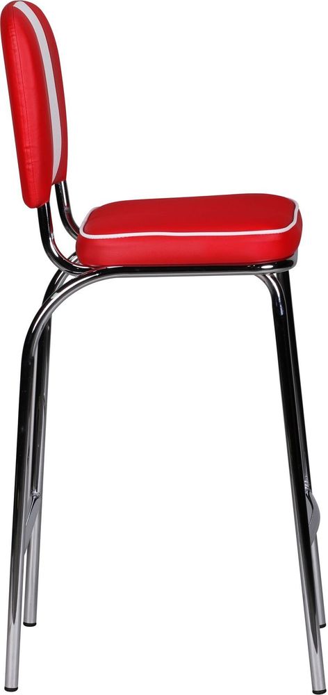 FineBuy Barhocker Rot American Diner 50er Jahre Retro Barstuhl Sitzfläche mit Rücken-Lehne Fußstütze Sitzhöhe 76 cm