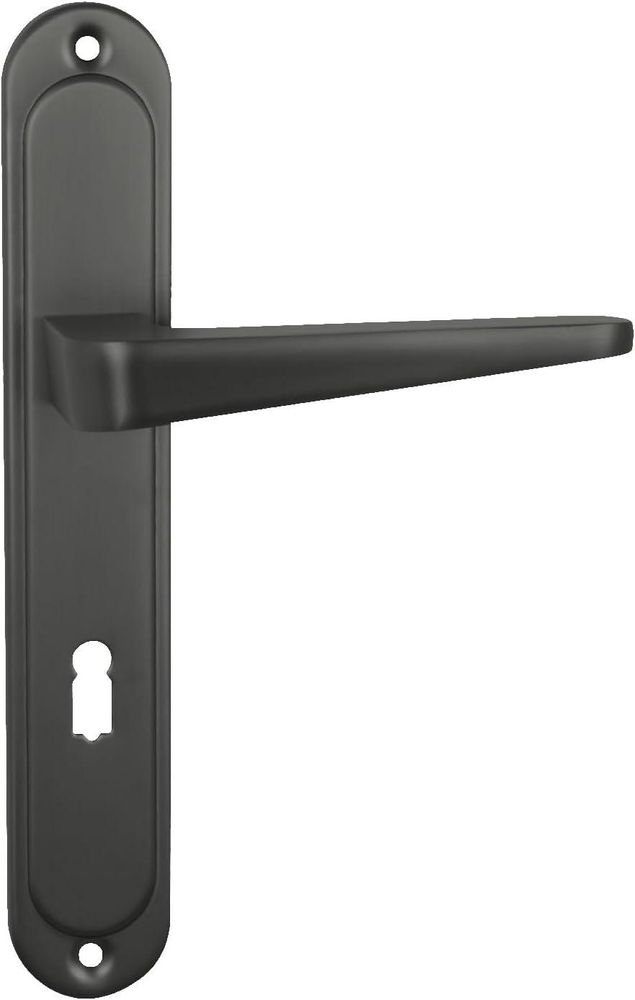 Domino Türgriff 72 Drückergarnitur BB-Buntbart Set | Langschildgarnitur | Türklinke für Zimmertür, Bürotür, Kellertür & Innentür | L-Form | Türbeschläge aus Aluminiuml | Titan | VITA M8