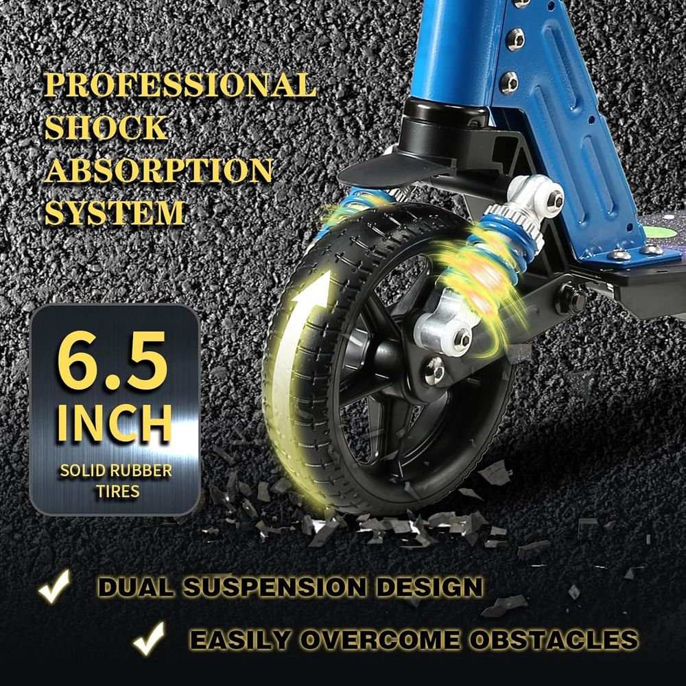 KXQ-EPRO Elektroscooter Kinder Klappbar Elektroroller Blau Kinderroller Für Kinder und Jugendliche 130W Motor,14 km/h,5-8 km Reichweite E-Scooter