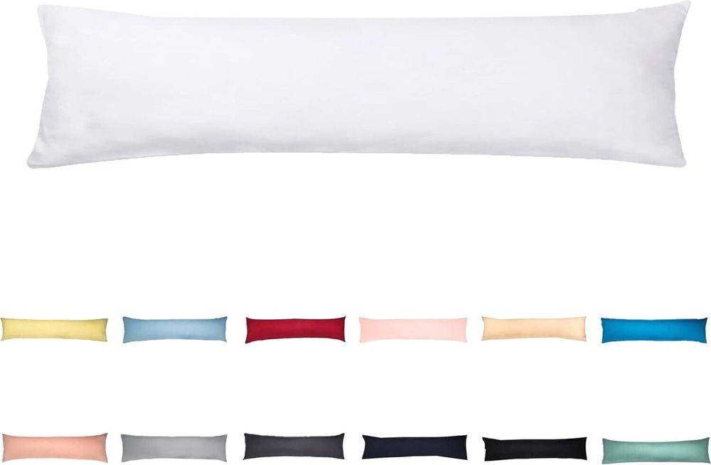 Seitenschläferkissen mit Bezug 40x145 cm Weiss - %100 Baumwolle - Schwangerschaftskissen - Pregnancy Pillow - Stillkissen - Kissen mit Kissenbezug
