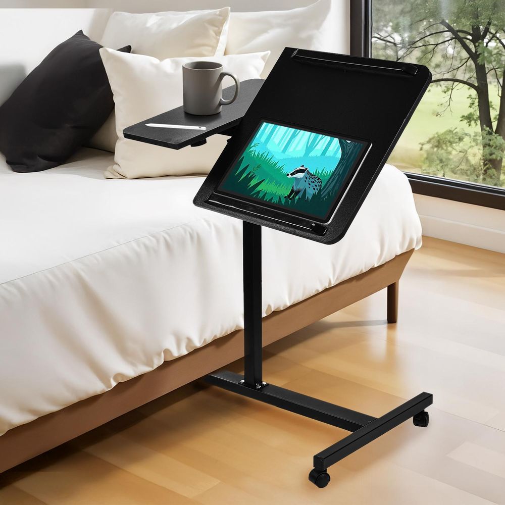 Mobiler Schreibtisch/Laptop-Ständer Maclean schwarz höhenverstellbar 59-89cm max. 30kg MC-121 B