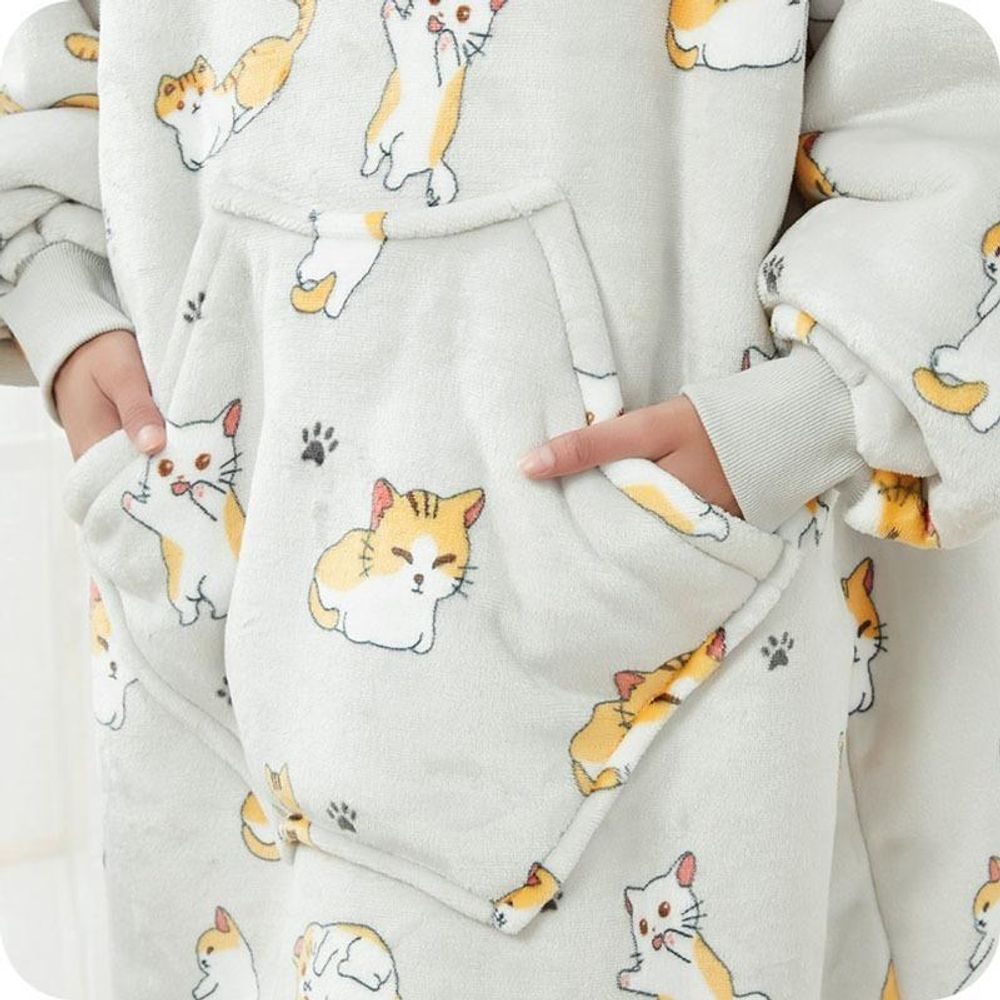 Accogliente coperta con cappuccio e maniche a gattino - Versatile maglia con cappuccio per uomo e donna, taglia unica - Perfetta per le giornate invernali