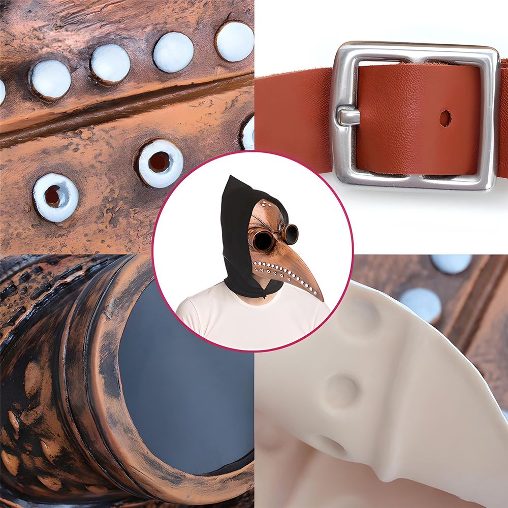 Schnabelmaske Pestmaske Rabenmaske Pest Doktor Maske Plague Doctor Steampunk Gothic Kopfmaske Requisiten Scary Arzt Cosplay Halloween Kostüm Retoo