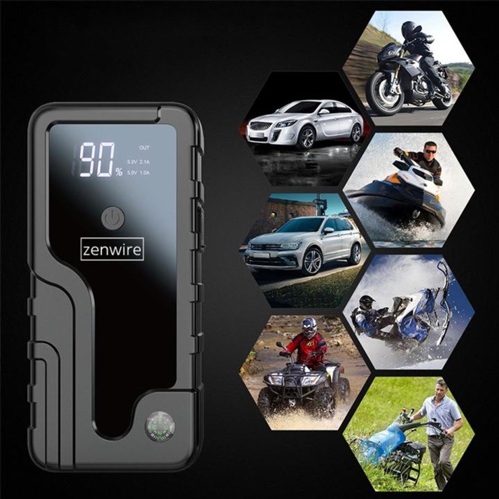 Jump Starter 12V - Booster 2000A - Power bank samochodowy 6400 mAh - lampka LED i SOS