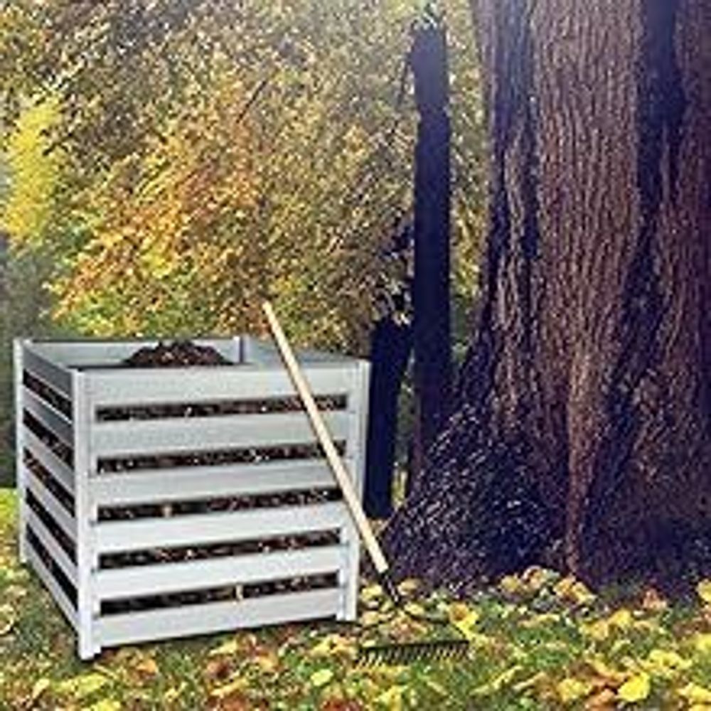 Komposter Garten Metall 704L – TIMBELA M800 Komposter 91 x 91 x H85 cm – Metallkomposter verzinkt, großer Kompostbehälter Garten, stabil, wetterfest