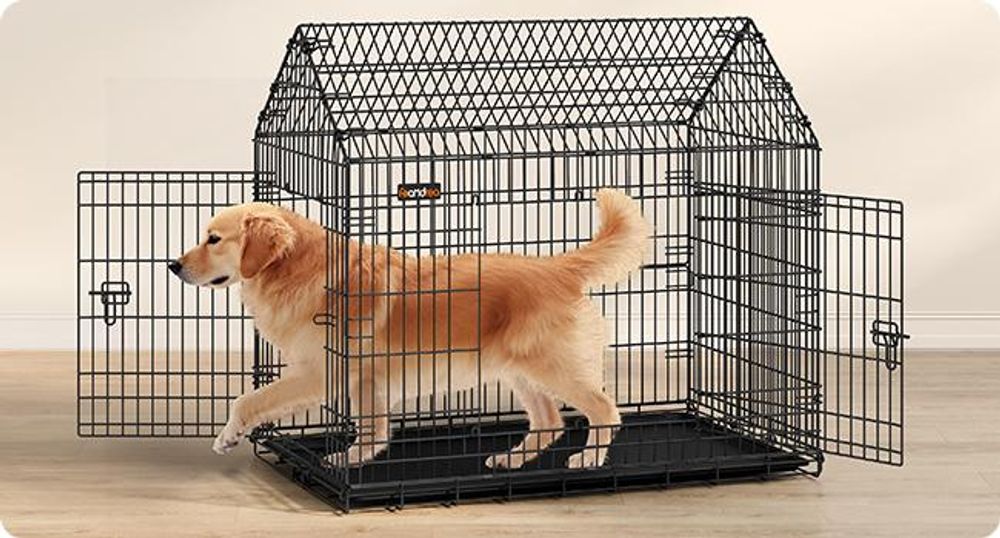 Feandrea Hundekäfig, Hundebox faltbar 120 x 72,5 x 109 cm, mit Doppeltür
