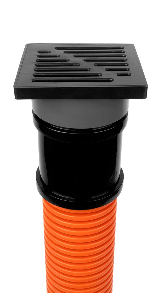 ScarMaxx - Sickerschacht 1m Rohr, DN 110mm - mit Gitter, Löchern und Behälter - Schwarz