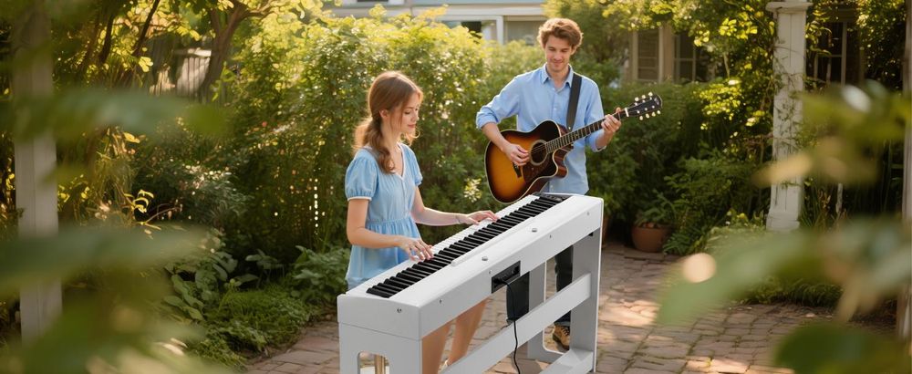 VEVOR Gewichtetes Digitalpiano, 88 Tasten vollgewichtet, E-Piano-Tastatur mit Möbelständer, Netzadapter, Dreifachpedal, Aufnahmefunktion, 280 Töne, Kabellose Verbindung, für Anfänger, Weiß