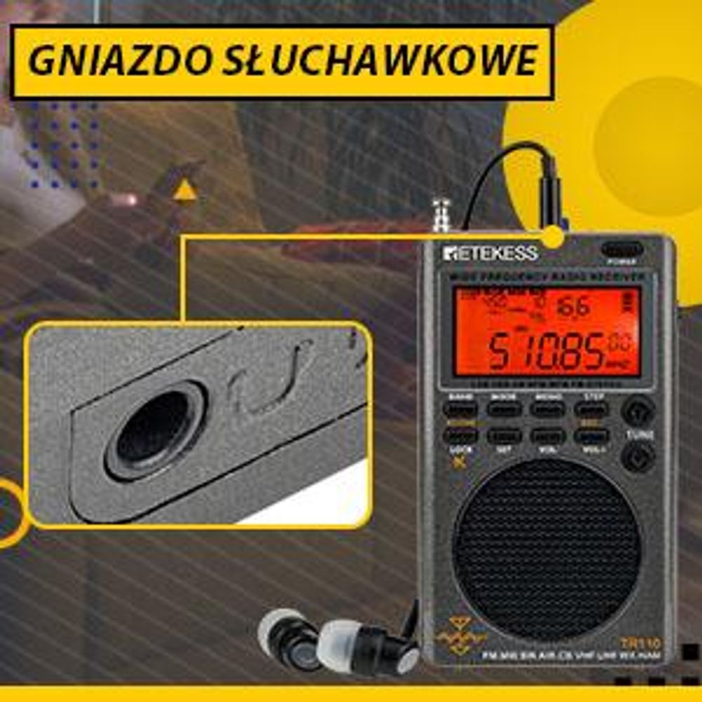 Przenośne radio cyfrowe Retekess TR110, funkcja BBS na falach krótkich, Załóż słuchawki,pasmo lotnicze FM MW na całym świecie, timer uśpienia