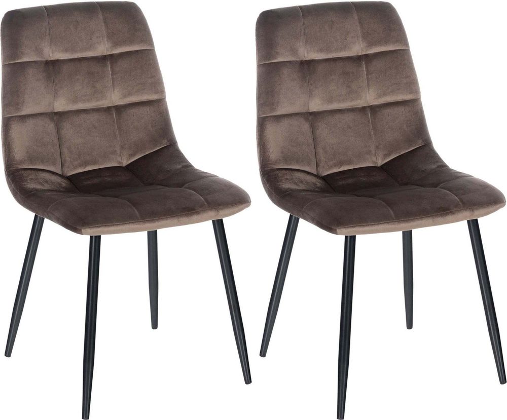 CLP 2er Set Esszimmerstuhl Tilde gepolstert mit Rückenlehne bis 150 kg belastbar braun Material Samt