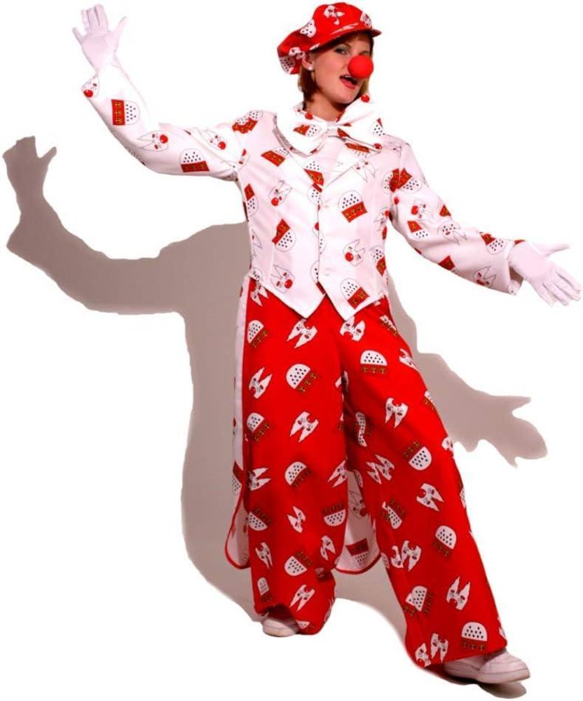 Latzhose Köln rot 1-tlg. Latzhose mit Köln Muster rot-weiß Clownhose für Erwachsene (X-Large)