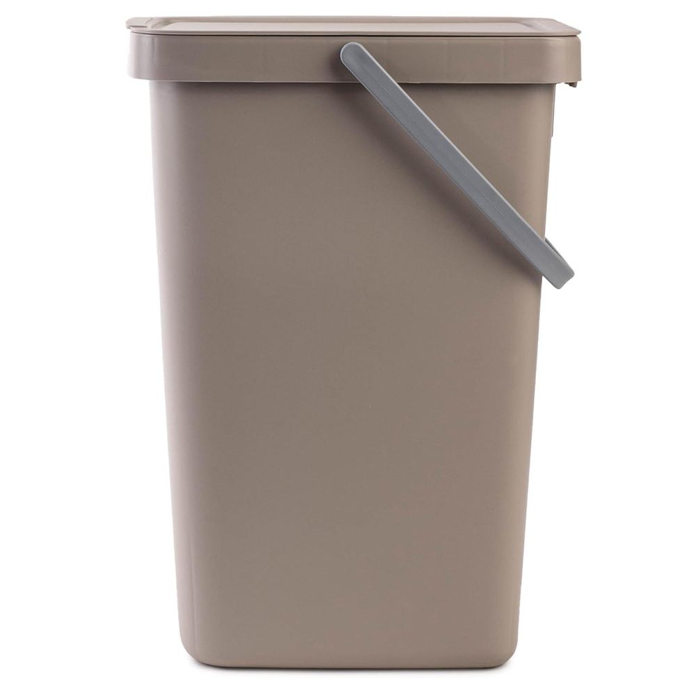 KADAX Abfallbehälter mit Deckel und Griff, Abfalleimer aus Plastik, Mülleimer für die Mülltrennung (Braun, 12L)