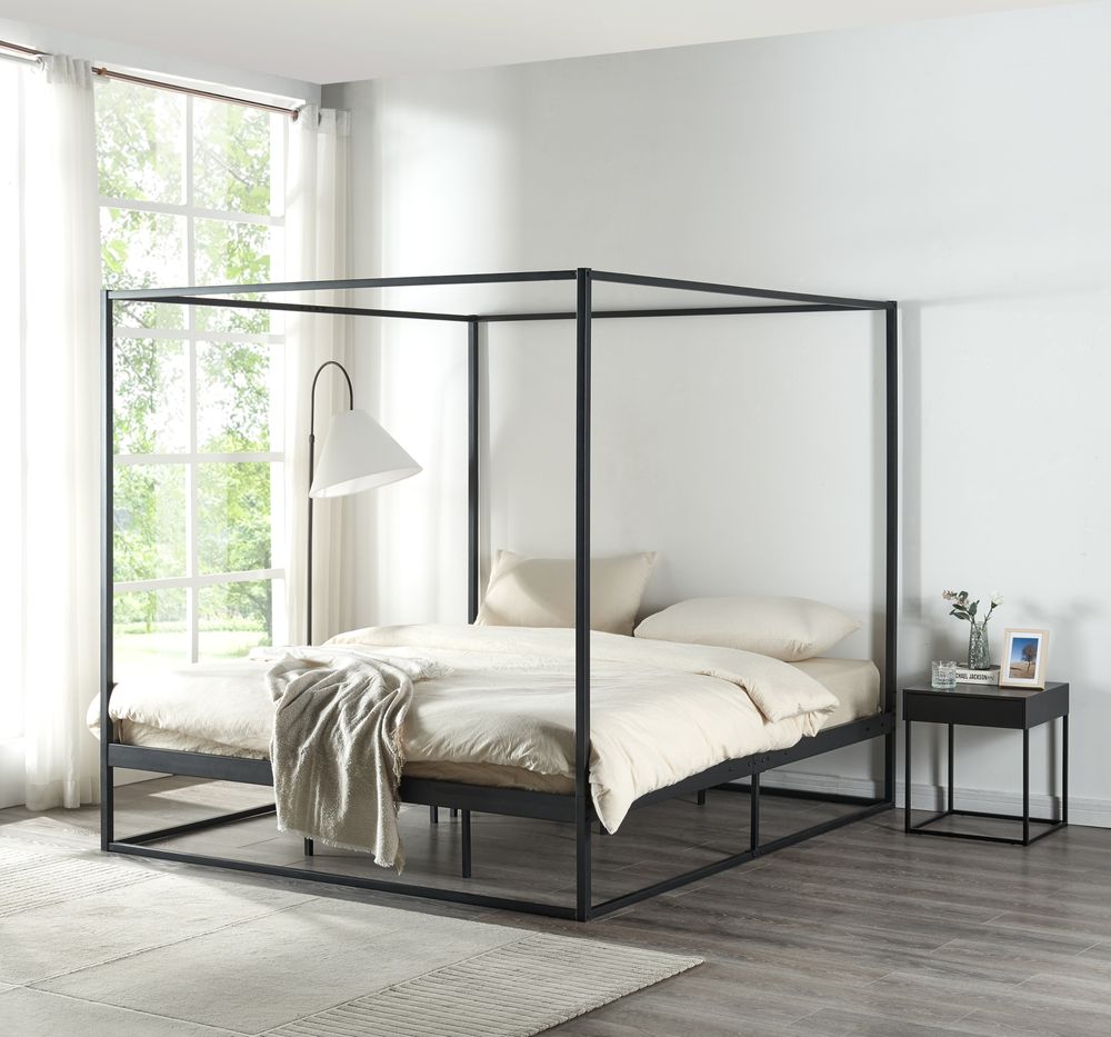 Himmelbett ’Kristianstad’ mit Lattenrost Metall 180 x 200 cm Schwarz