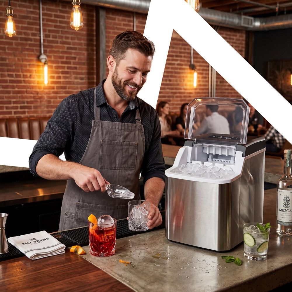 Eiswürfelmaschine 12 kg/tag, 2 Eiswürfelgrößen - 1,2L Wassertanktank, 9 Eiswürfel/6 Min, für Küche Bar Büro, Silber, Retoo