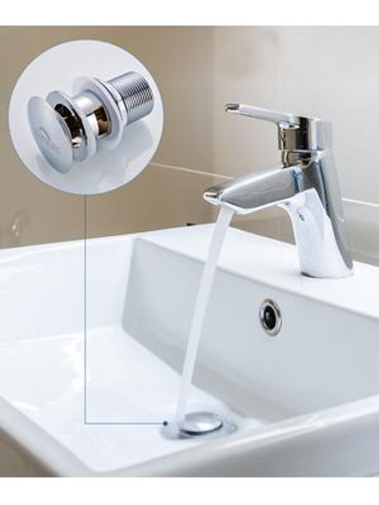 Auralum Universal Pop up Ventil 1 1/4 Zoll mit Überlauf Waschbecken Ablaufgarnitur Abflussgarnitur, Chrom