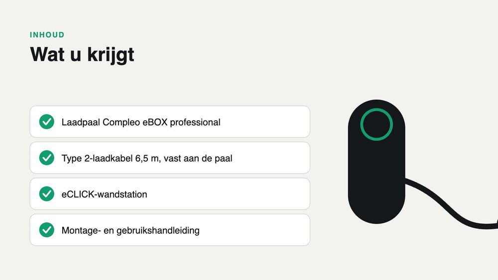 22 kW driefasig, met vaste laadkabel van 6,5 meter