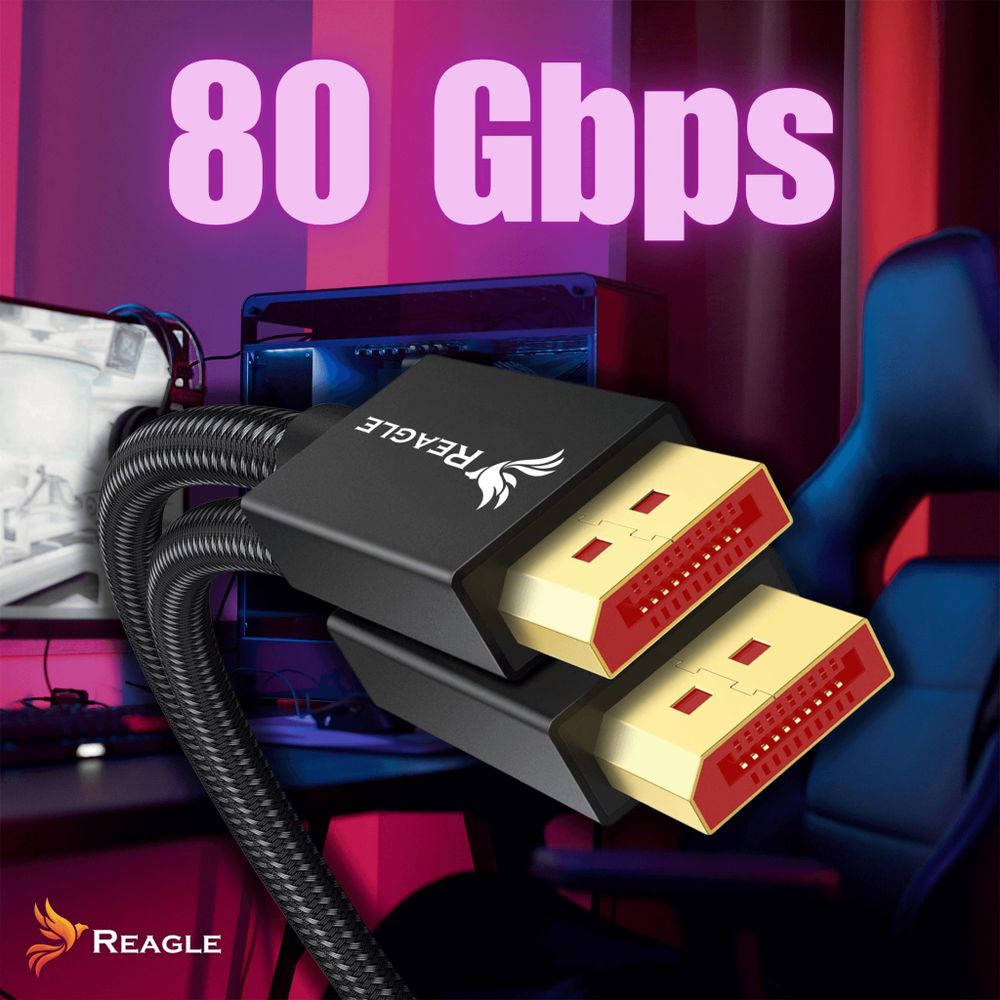 DISPLAYPORT 2.1 DP 8K 120Hz 4K 320Hz 240Hz FREESYNC GSYNC 80Gbps 1M Kabel