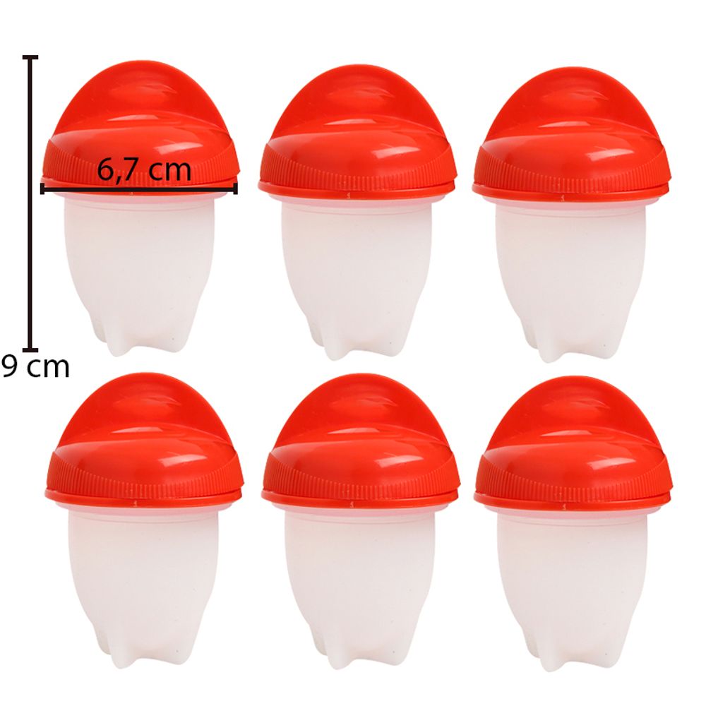 6tlg Eier-Pochierer Eierformer Eierform Eier Kochen Egg Maker Set Ei Pochierte Poacher Molds für Kochen Mikrowelle Rot Retoo