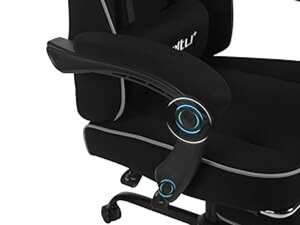 WOLTU Gaming Stuhl mit Taschenfederkissen, ergonomischer Drehstuhl, Netzstoff, Grau