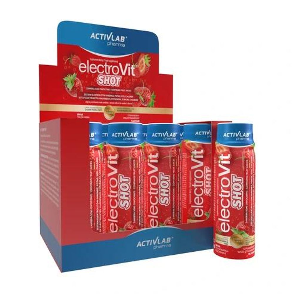 Activlab Pharma ElectroVit SHOT 12 x 80 ml, Erdbeere-Walderdbeere, Elektrolyte, Magnesium, Kalium, Natrium, Chlorid + Glukose