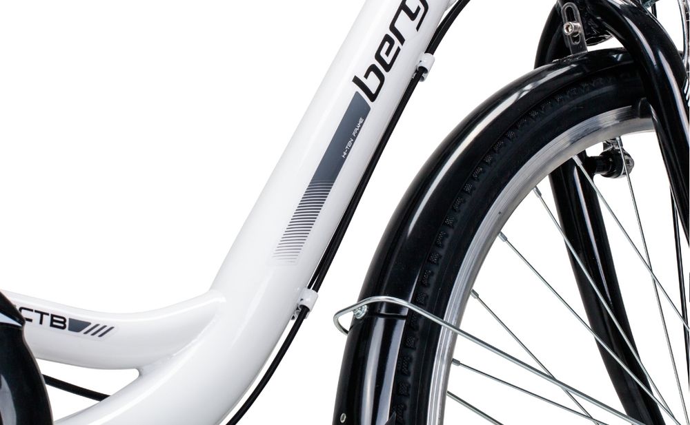 Bergsteiger Florenz Damenfahrrad 28 Zoll, 7-GG-Shimano, mit Korb, Licht, Rücklicht mit Standlichtfunktion, Rahmenhöhe 51 cm, im Retro-Design, Farbe Weiß
