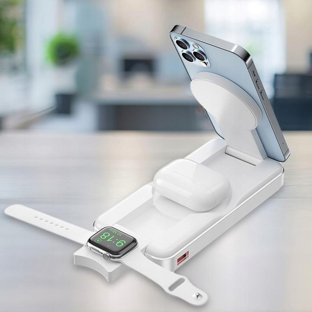 Forever kabellose Powerbank MATB-300 10000 mAh 3in1 weiß