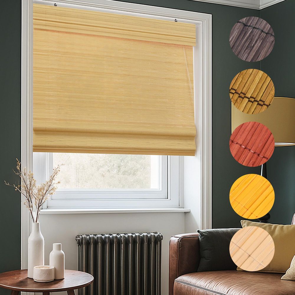 Victoria M. Bambus-Raffrollo, 150 x 160 cm, braun Rollo für Fenster & Türen Sicht- & Sonnenschutz, stufenlos mit Zugschnur, natürliche Optik für Wohnzimmer & Schlafzimmer