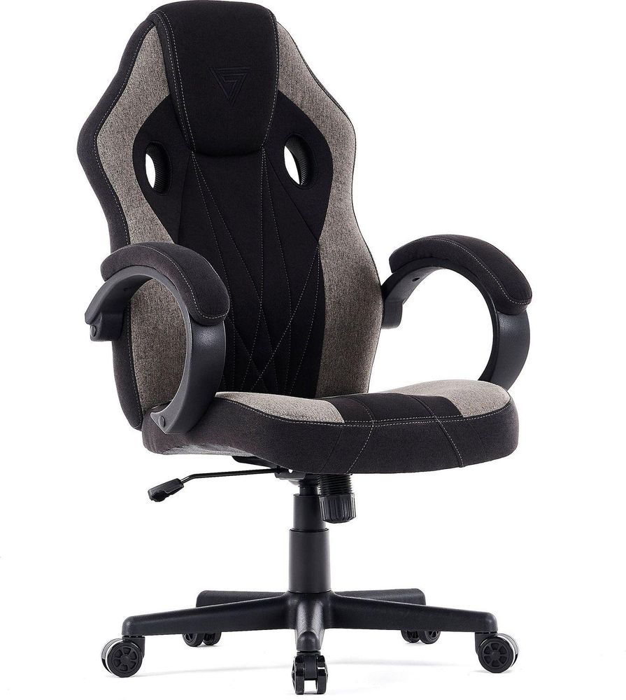 SENSE7 Prism Gaming Krzesło materiałowe czarno-szare – ergonomiczne krzesło biurowe Krzesło do komputera Krzesło dla graczy FlowTech™, pianka HR, tkanina HDF™
