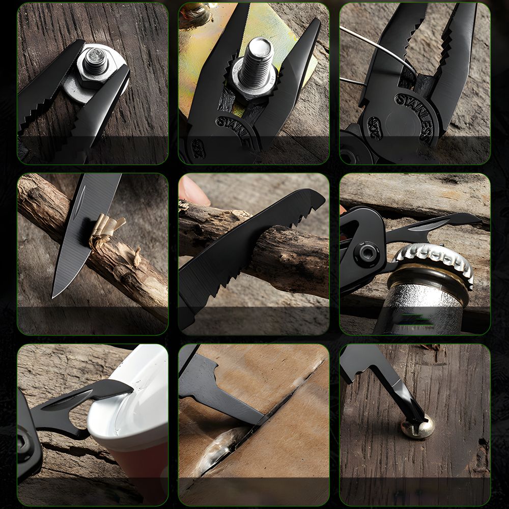 Multitool 11 in 1 Multifunktionswerkzeug 10,5 cm Zange Säge Messer Kartonöffner Feile Drahtschneider Flaschen und Dosenöffner Schraubendreher Retoo