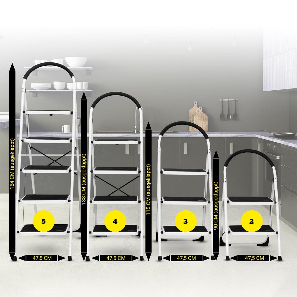 Craftfull Klapptritt CF-130A | Trittleiter - Klappleiter - Haushaltsleiter - Stehleiter - Anti-Rutsch Leiter - Mehrzweckleiter - bis 150 kg - 2 Stufen