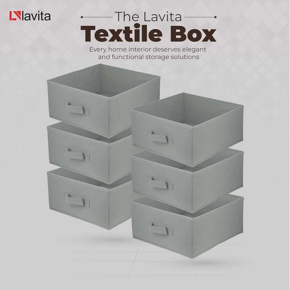Lavita Storage Box | faltbare Aufbewahrung Boxen 31 x 31 x 15 cm | Schubladen-Organizer Box| Ordnungssysteme für Kleidung | Kleideraufbewahrung & Organisation | hellgrau | 6 stück