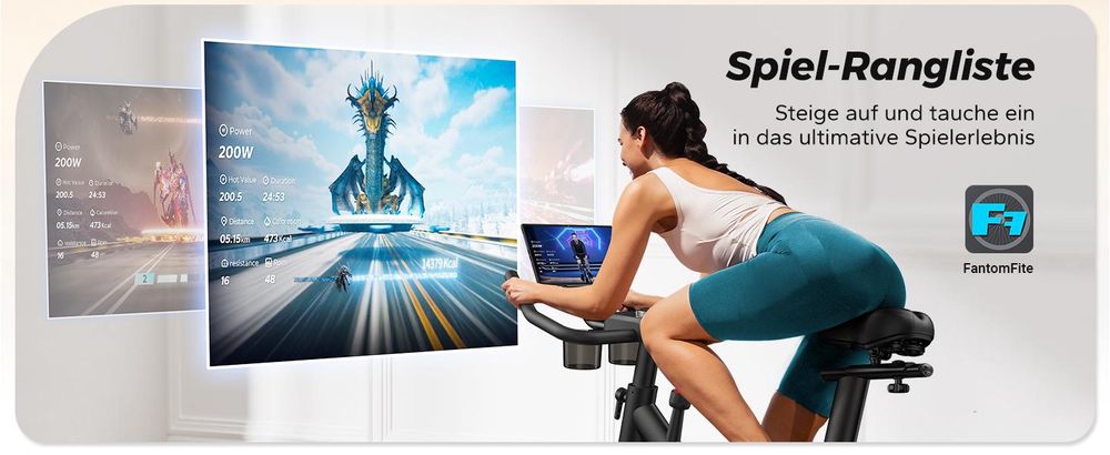 Leises Heimtrainer Fahrrad LED-Monitor, Bluetooth & App, verstellbarer Sitz & Widerstand, Tablet- & Flaschenhalter, bis 136 kg, Fitnessbike Zuhause