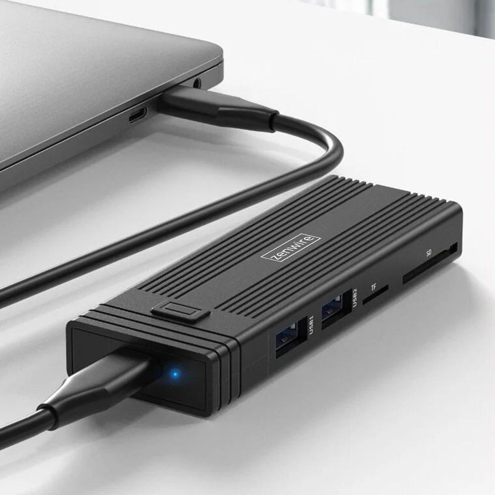 Laufwerksgehäuse - USB-C-HUB - 7-in-1 - SSD M.2 NVME PCIE SATA SD - Adapter - M2-Fach