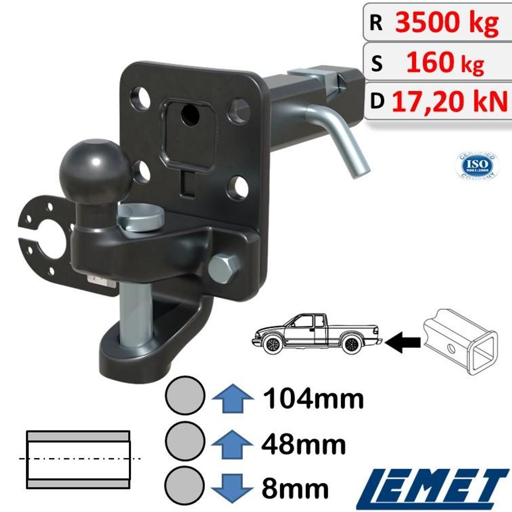 2-Zoll AHK-Adapter Kombikupplung Maulkupplung für Toyota Land Cruiser V 2007-