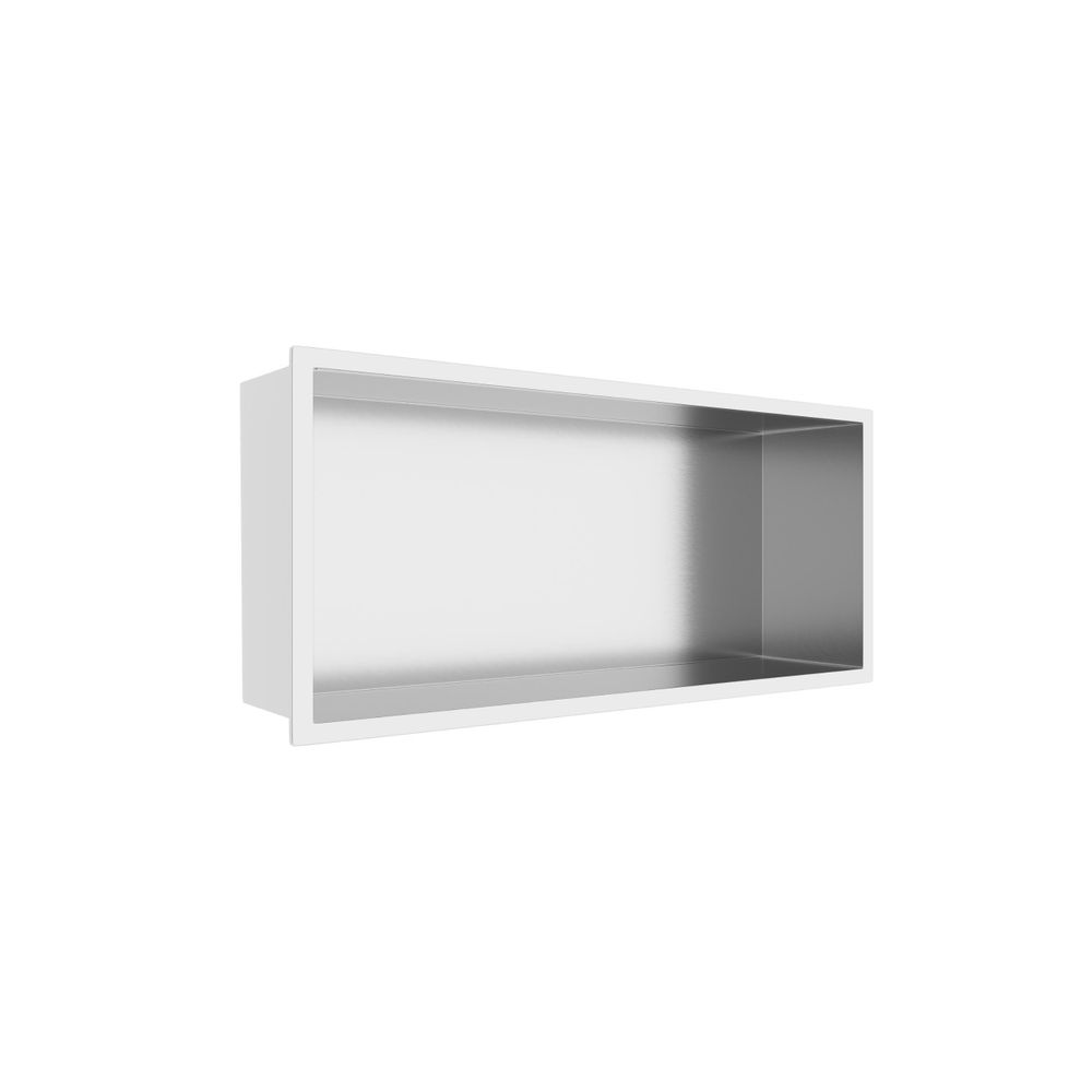 Horizontale Dusch Nische aus Edelstahl silber – modernes Nischenregal zur Wandmontage