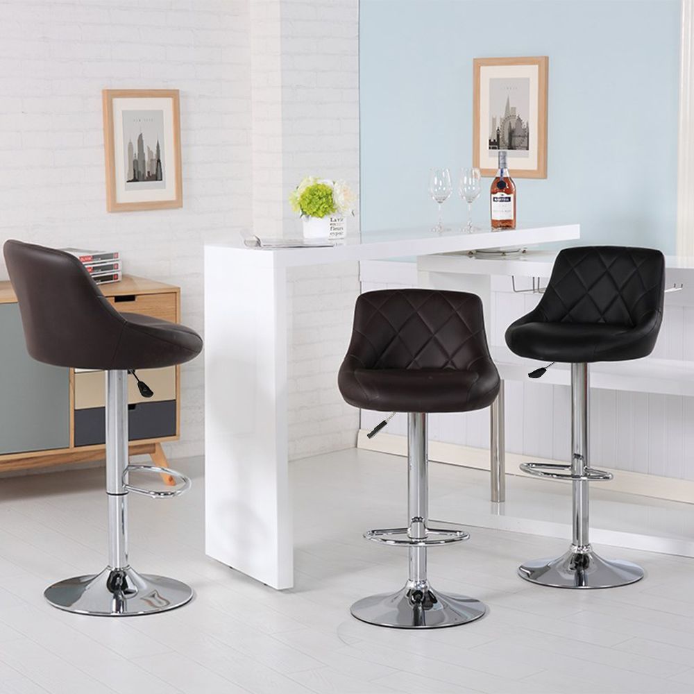 2er Set  Barhocker mit Lehne  aus Kunstleder 360° drehbar höhenverstellbar - Barstuhl, Küchenhocker Schwarz
