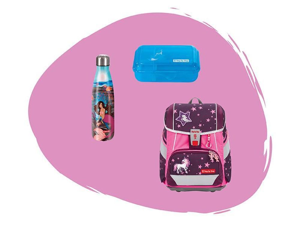 Step by Step Schulranzen-Set 2IN1 PLUS „Mermaid Delia“, 9-teilig, blau